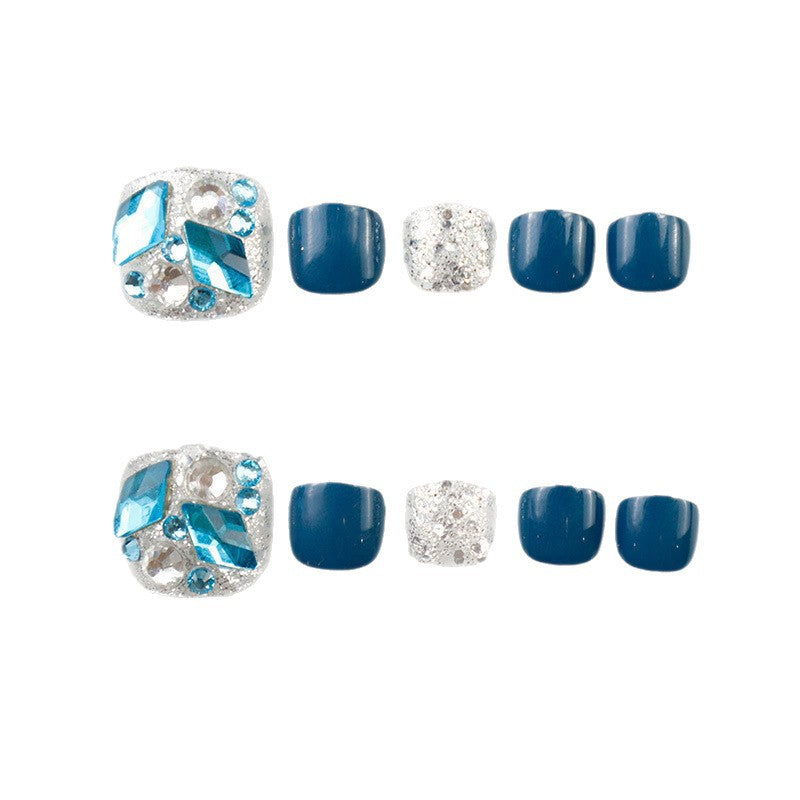 Rhinestone-Embellished Press-On Toenail Set Kalsten