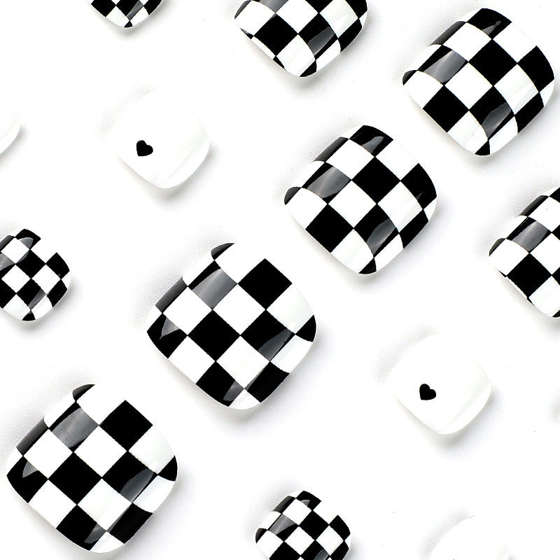 Stylish Checkerboard Pattern Artificial Nails Kalsten