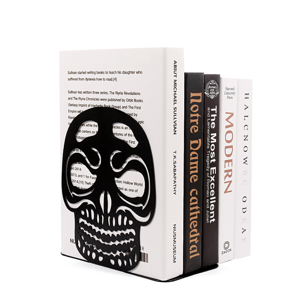 Artistic Skull-Themed Bookends