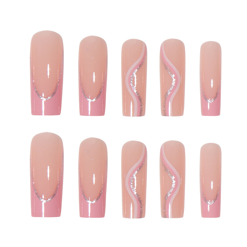 Long Acrylic Press-On Nails with Rhinestone Accents Kalsten