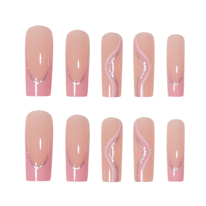 Long Acrylic Press-On Nails with Rhinestone Accents Kalsten