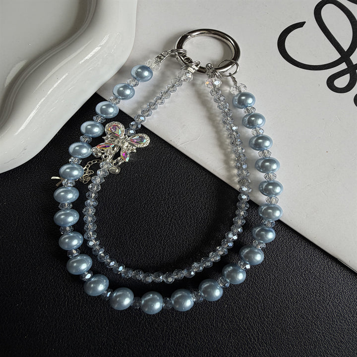 Elegant Pearl and Crystal Charm Phone Lanyard Kalsten