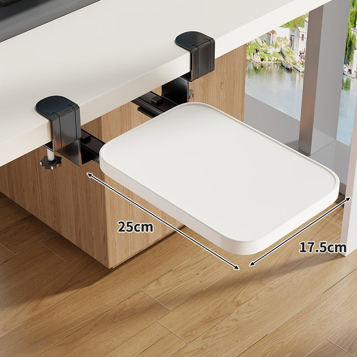 Clamp-Mounted Under-Desk Adjustable Bamboo Keyboard Tray