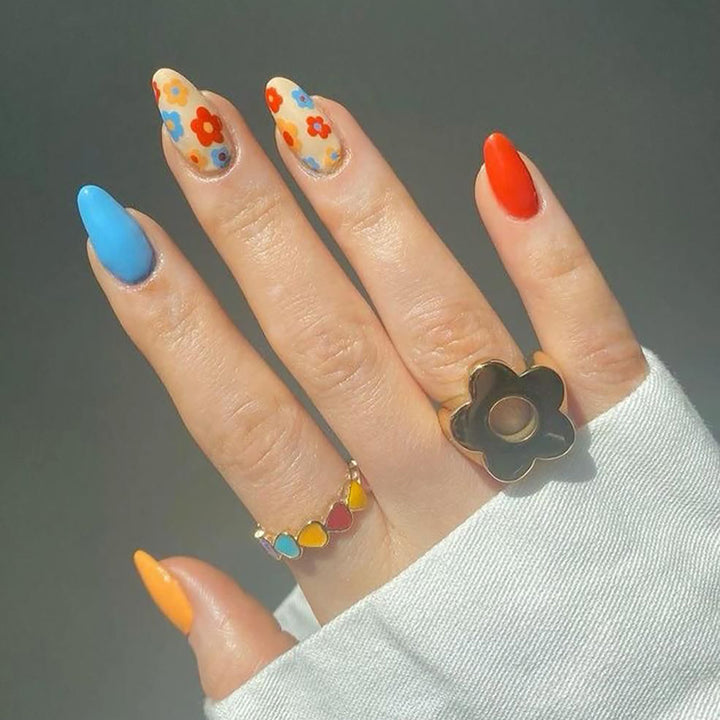 Colorful Floral Nail Art