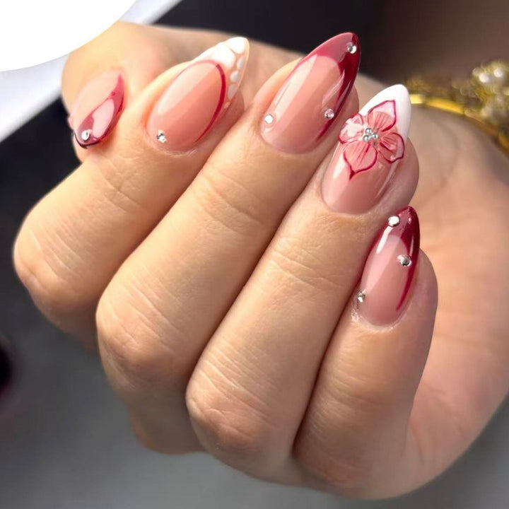 Artificial nails with floral and glittering accents Kalsten