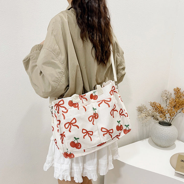 Charming Fruit-Print Tote Bag
