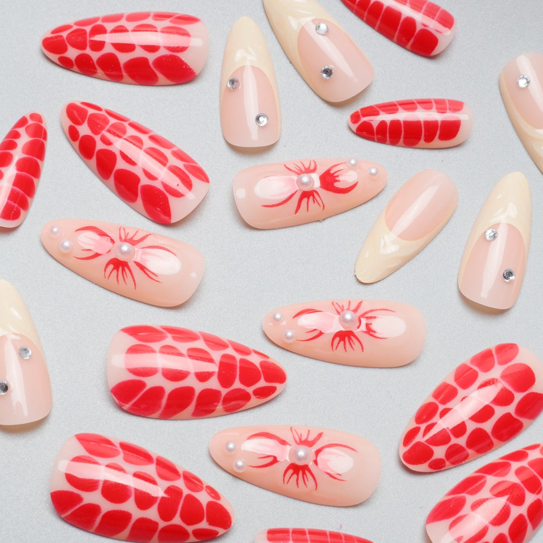 Artistic Floral and Texture Stiletto Nail Extensions Kalsten