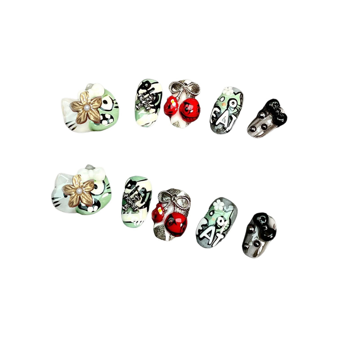 Playful Character Design Press-On Nail Art Set Kalsten