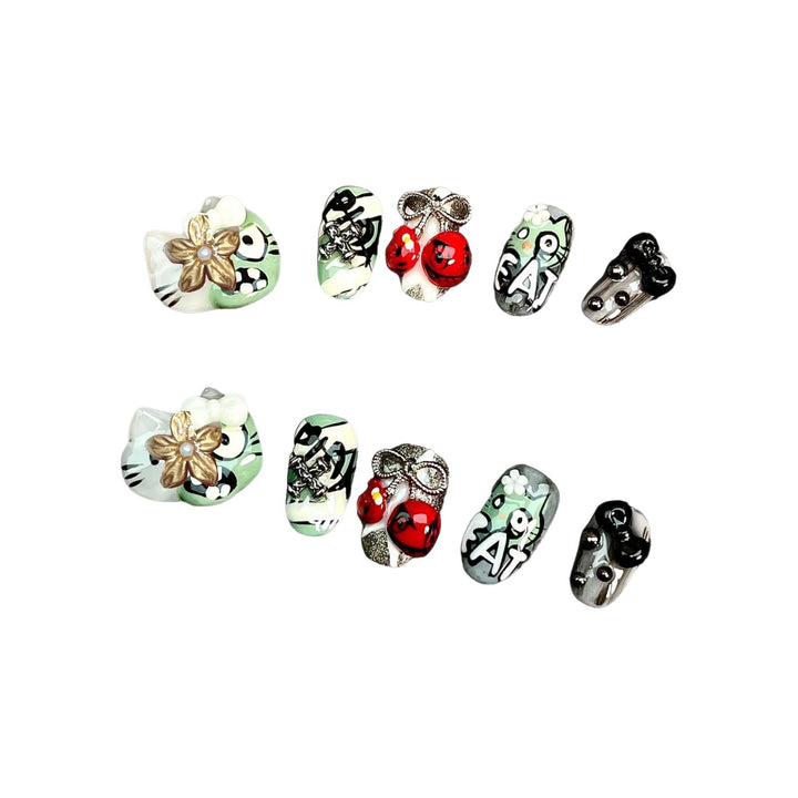 Playful Character Design Press-On Nail Art Set Kalsten