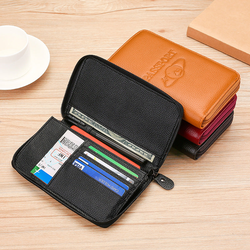 Elegant Zippered Leather Passport Holder