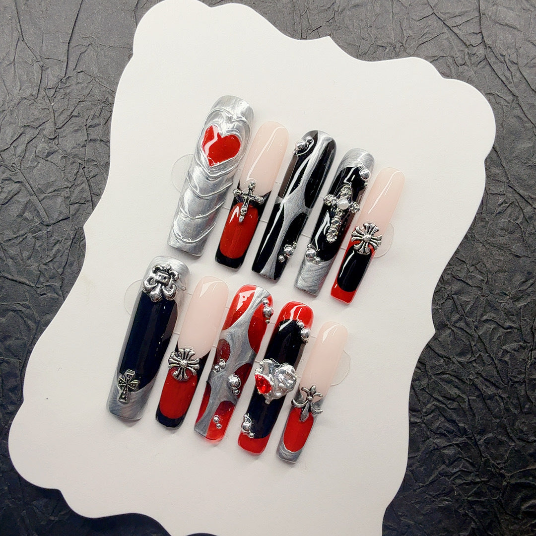 Gothic-Inspired 3D Decorative Press-On Nail Set