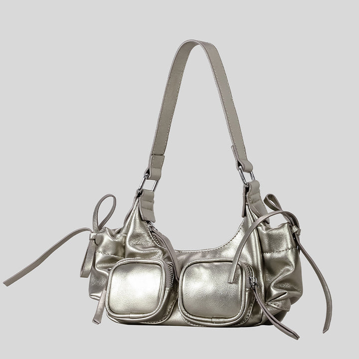 Multi-Pocket Leather Handbag