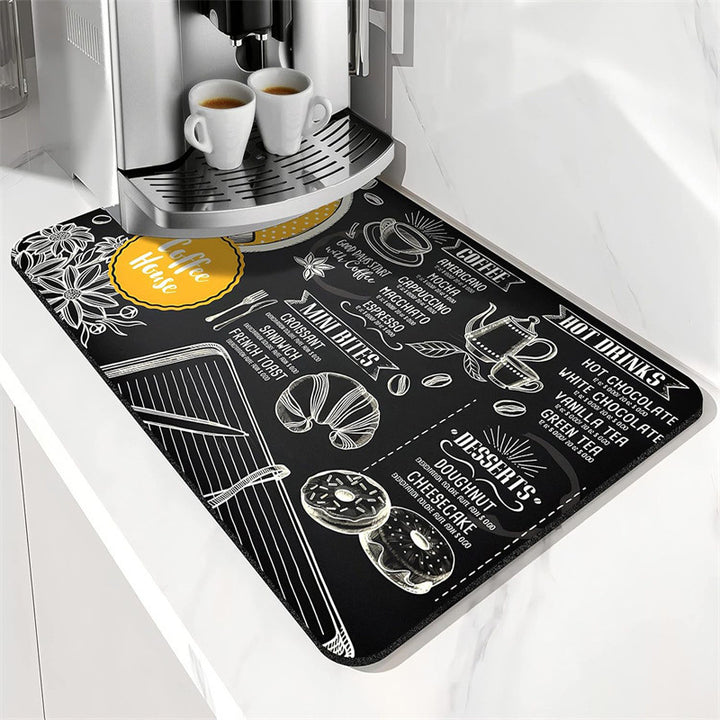 Coffee-Themed Kitchen Floor Mat