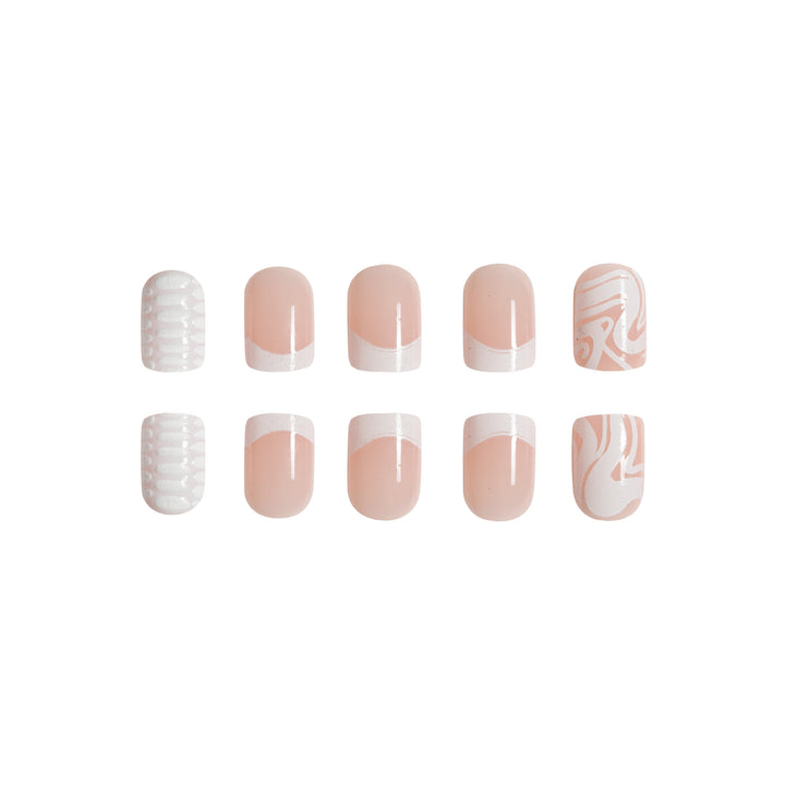 Artistic Acrylic Nail Extensions with Marble Design Kalsten
