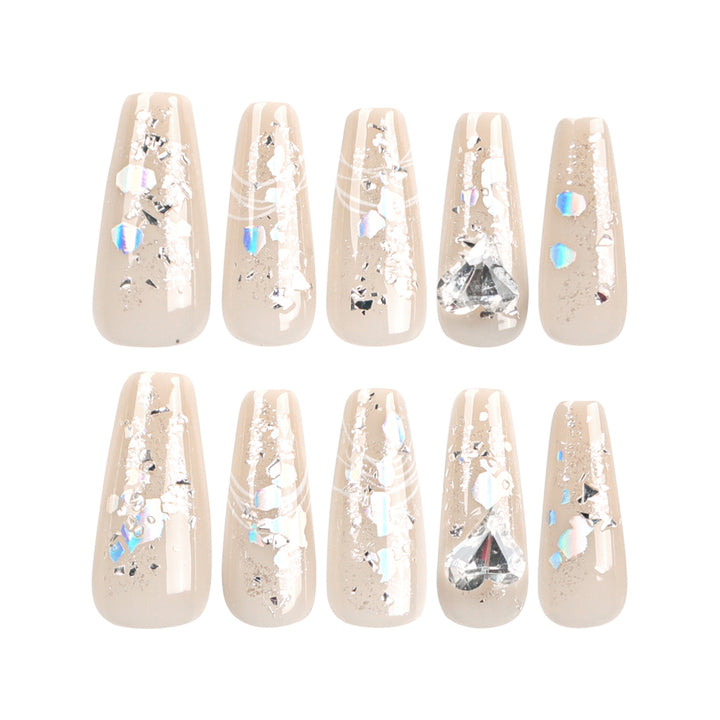Elegant nail extensions with glitter and flower design Kalsten