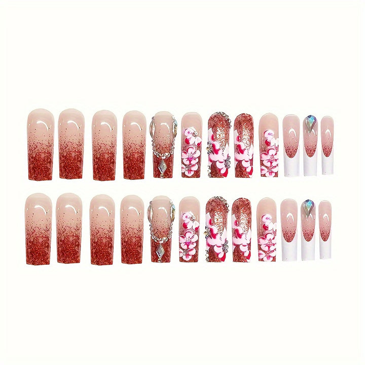 Designer Floral Acrylic Nail Art Kalsten
