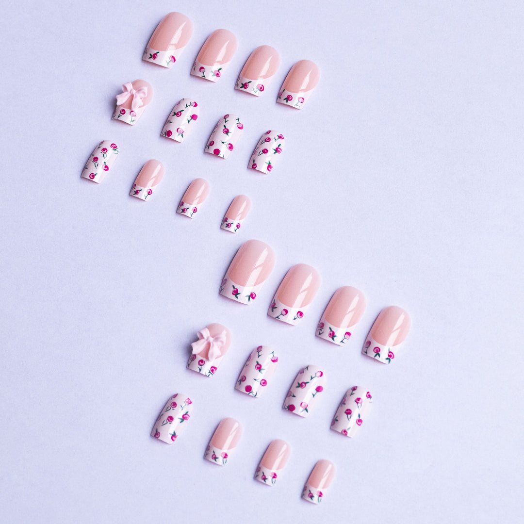 Floral Bow Nail Art