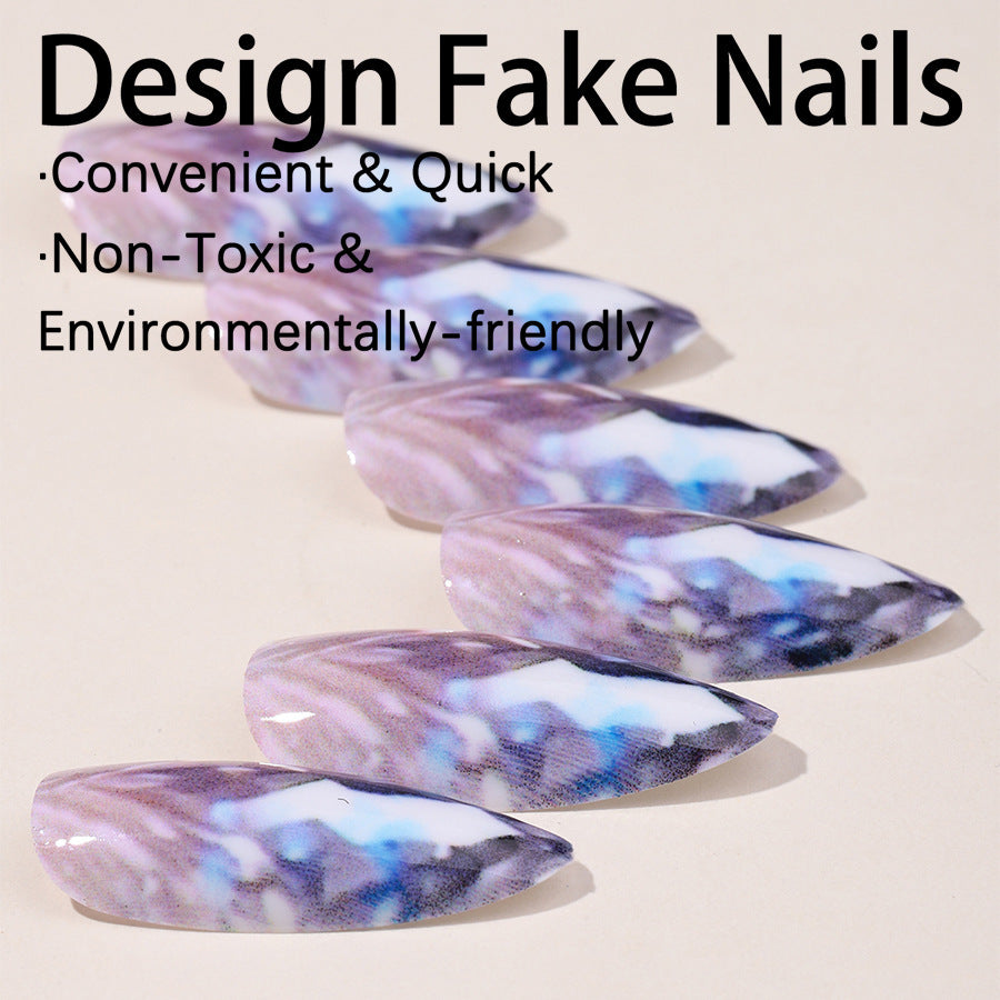 Stylish artificial nail set with glittering ombre effect Kalsten