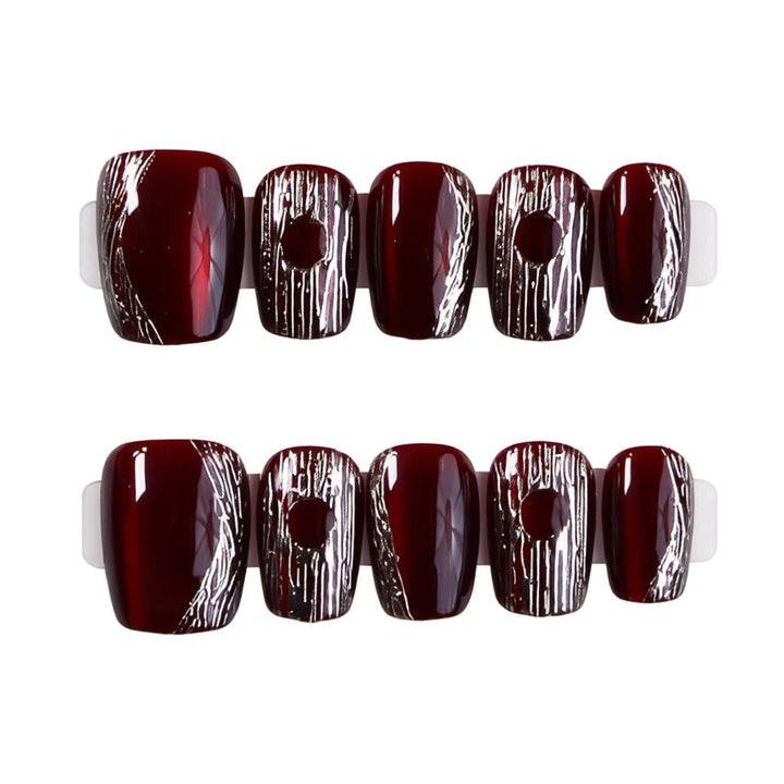 Chic Almond-Shaped Press-On Nail Set with Elegant Silver Accents Kalsten