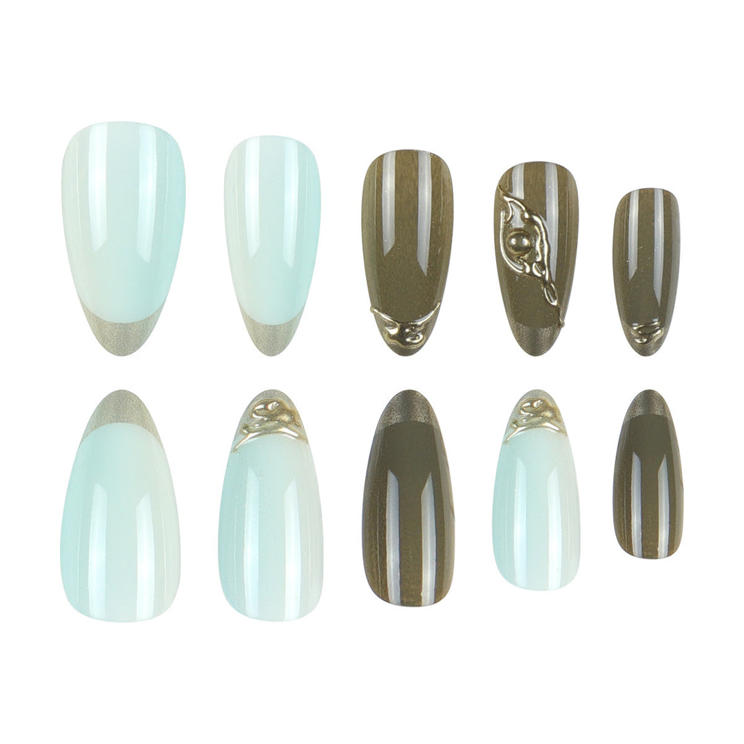 Elegant Stiletto Press-On Nails with Gold Accents Kalsten