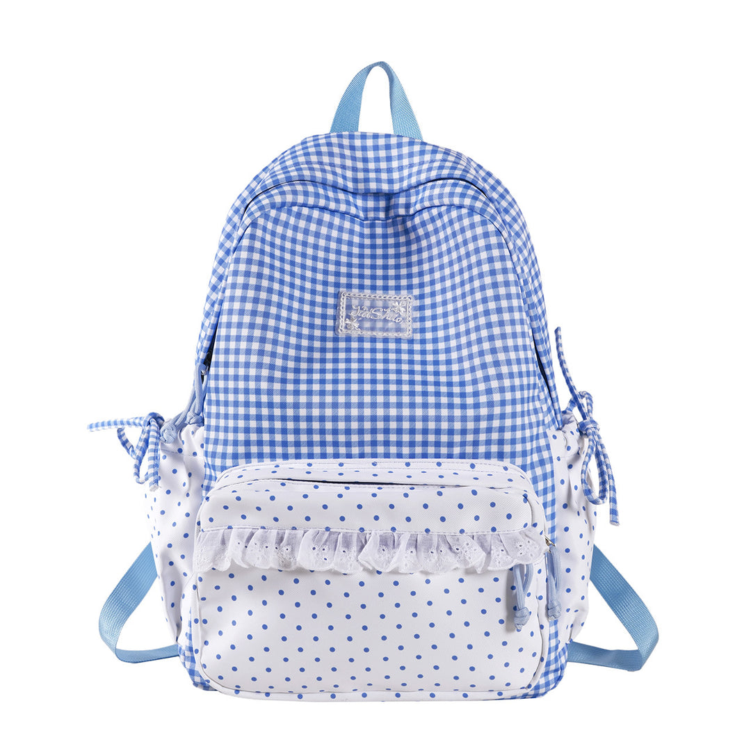 Playful Gingham and Polka Dot Backpack Kalsten