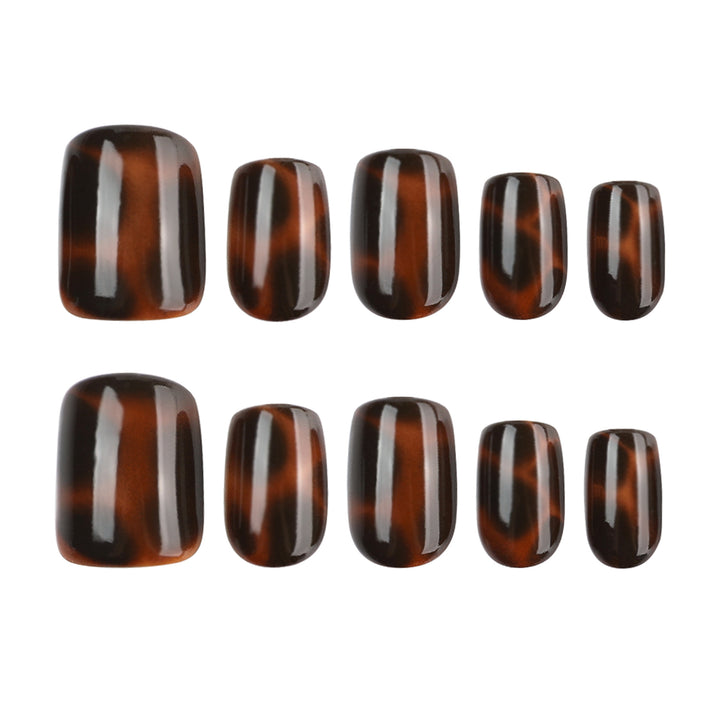 Artificial nail extensions with elegant tortoiseshell decor Kalsten
