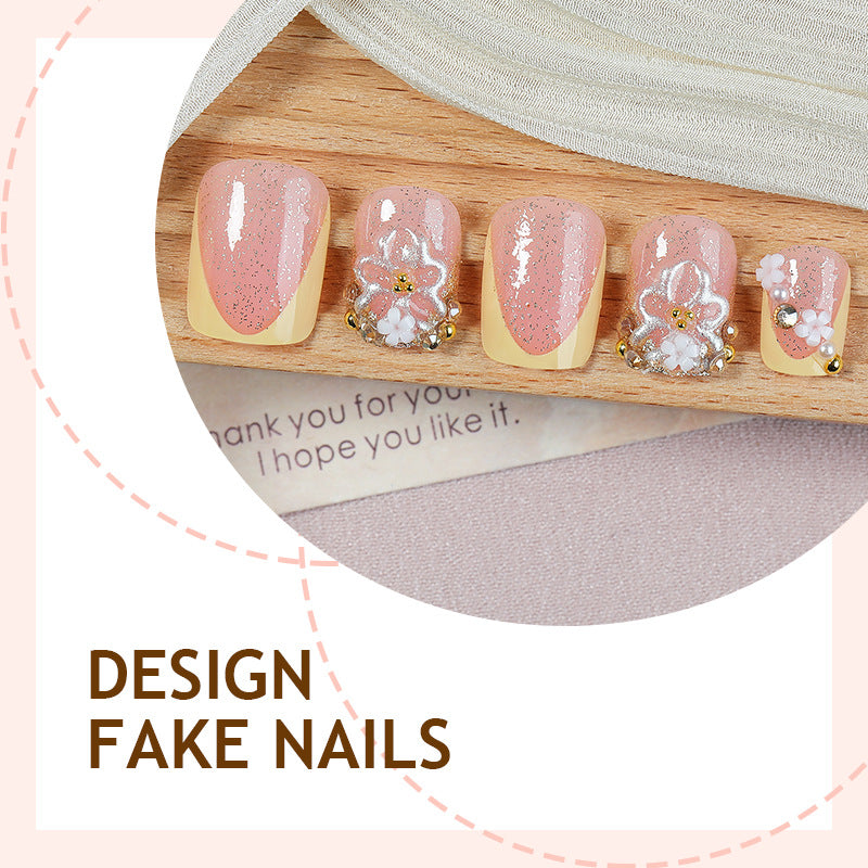 Nail art set with glamorous glitter and flower accents Kalsten