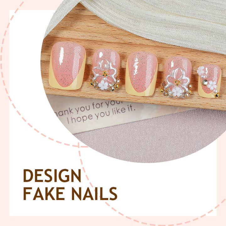 Nail art set with glamorous glitter and flower accents Kalsten