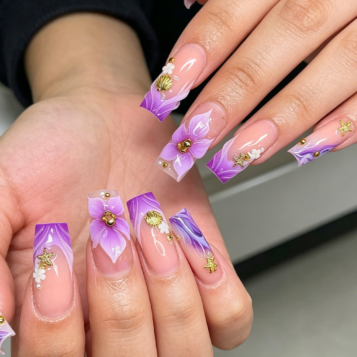Decorative Floral Acrylic Nail Art Tips Kalsten