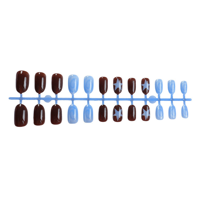 Decorative Press-On Nail Set with Star and Glossy Finish kalsten