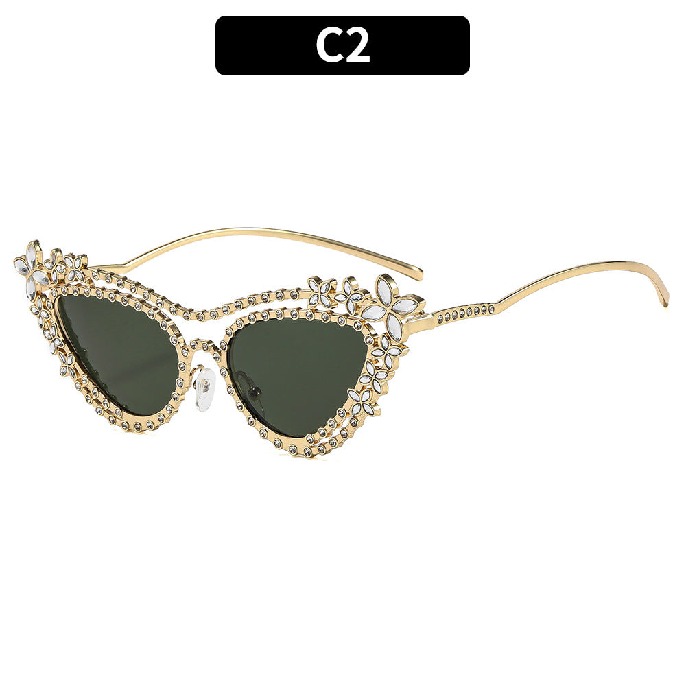 Floral-Embellished Cat-Eye Sunglasses