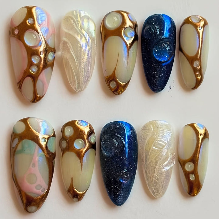 Romantic Floral Themed Press-On Nail Art Kalsten