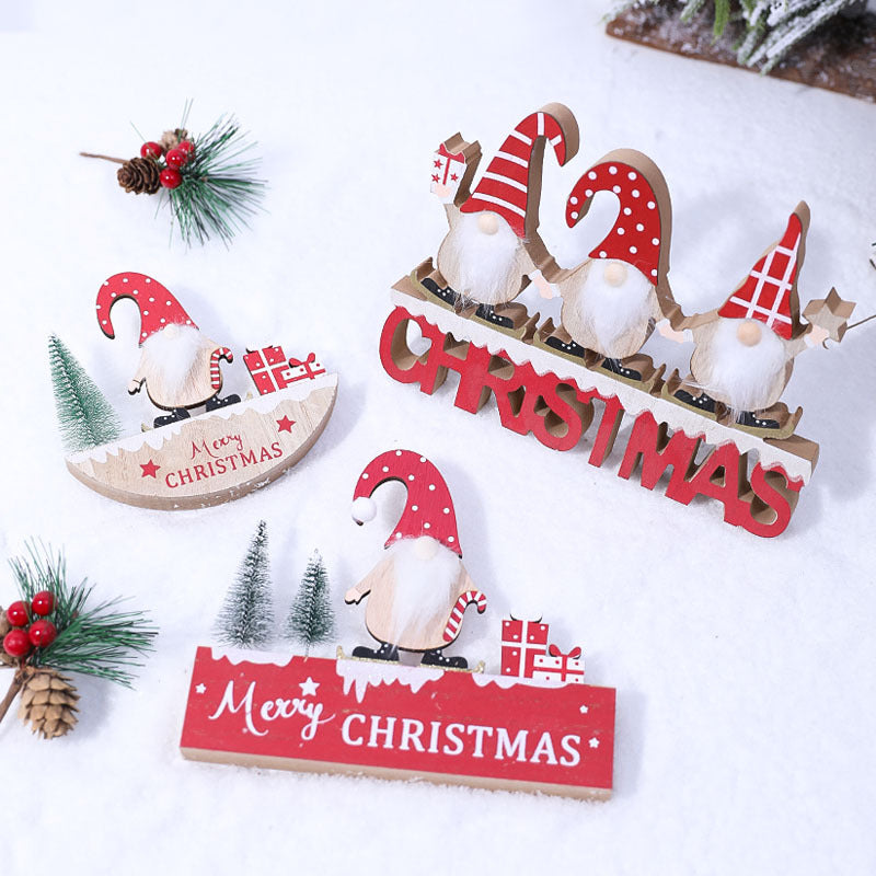 Wooden Christmas Gnome Figurine