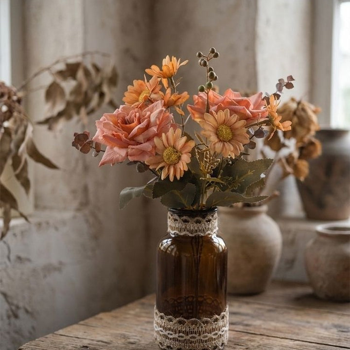 Decorative Glass Bottle with Lace Detail