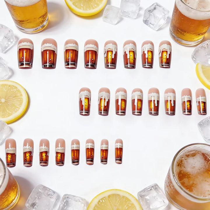 Playful Beer-Themed Acrylic Nail Art Kalsten