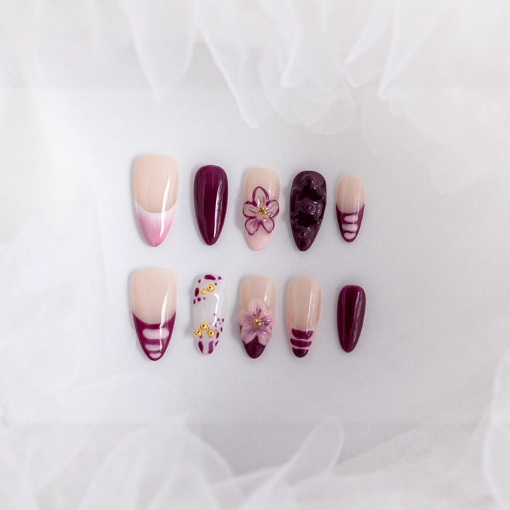 Floral Themed Press-On Nail Art