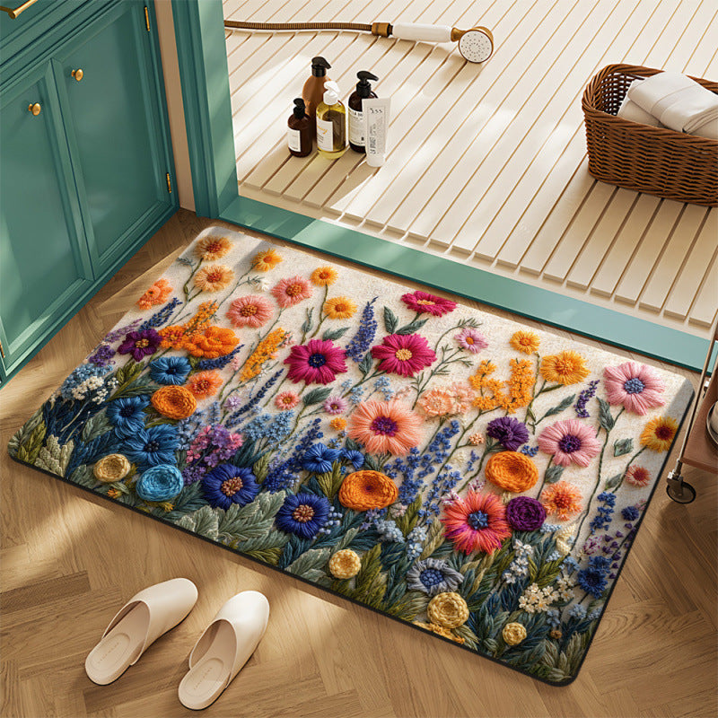 Floral Motif Bath Mat Kalsten
