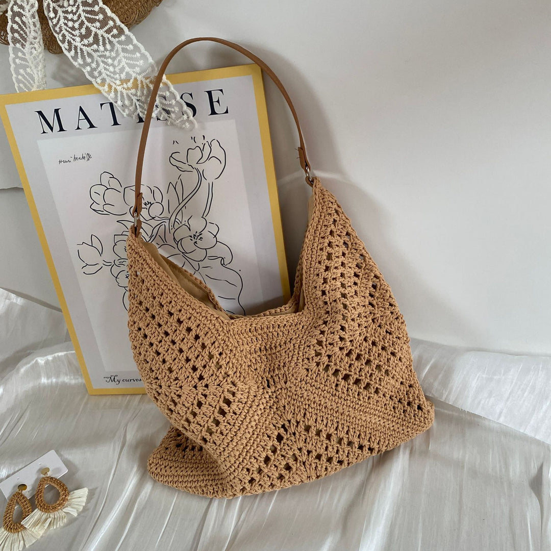 Handmade crochet bag with leather handles Kalsten