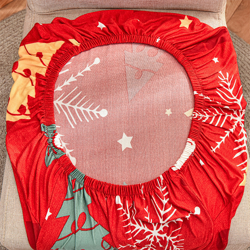 Elastic chair covers with Christmas design for high backrests