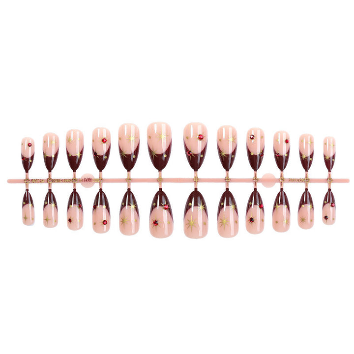 Acrylic nail set with sparkling stars and elegant marble effect Kalsten