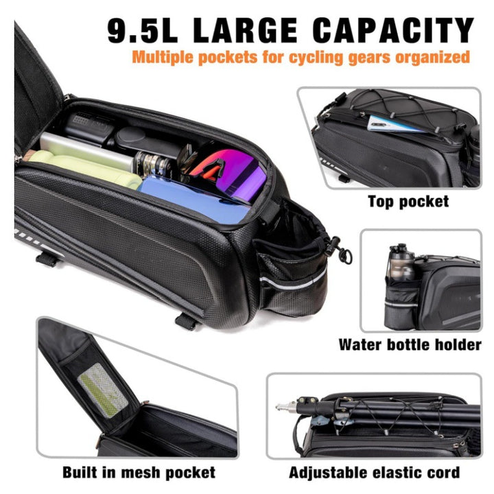 Bike luggage carrier bag with waterproof material and reflective elements Kalsten