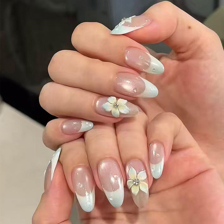Premium Decorative Press-On Nail Set with Floral Accents Kalsten