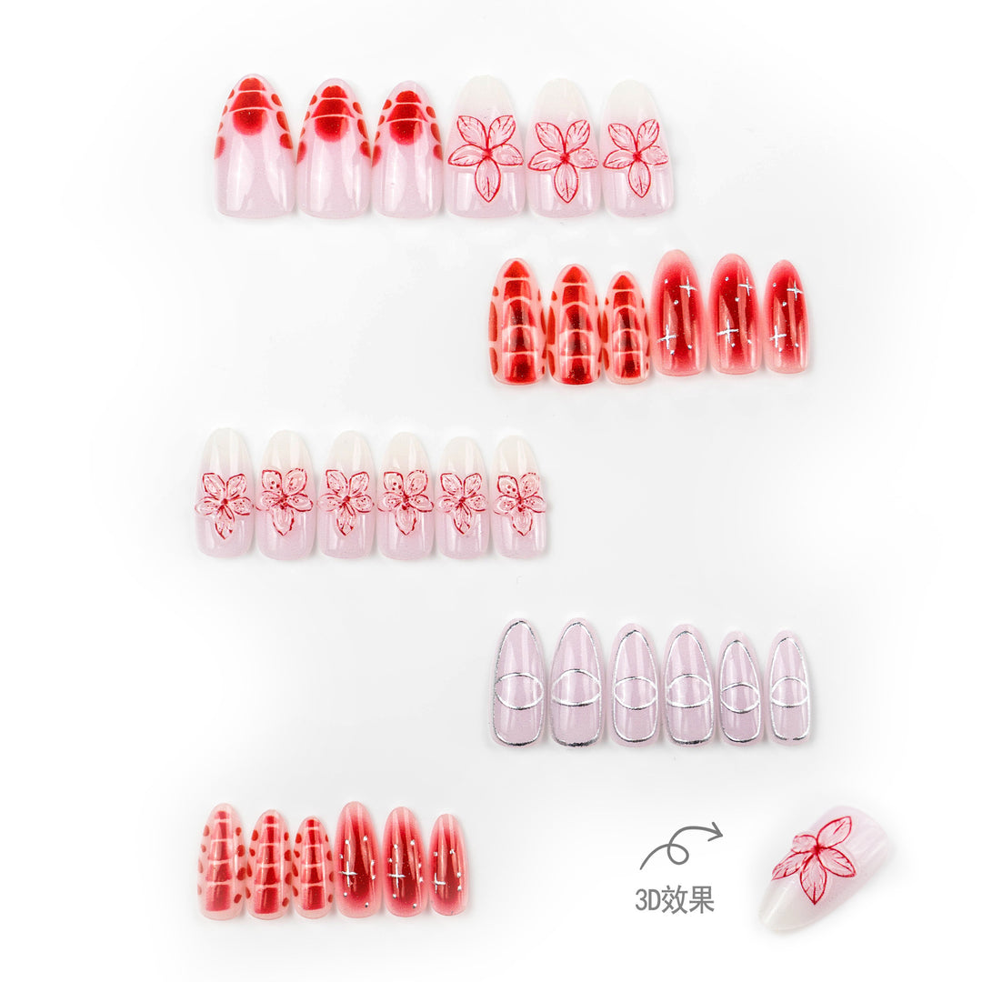 Nail art set with filigree flower and geometric designs Kalsten