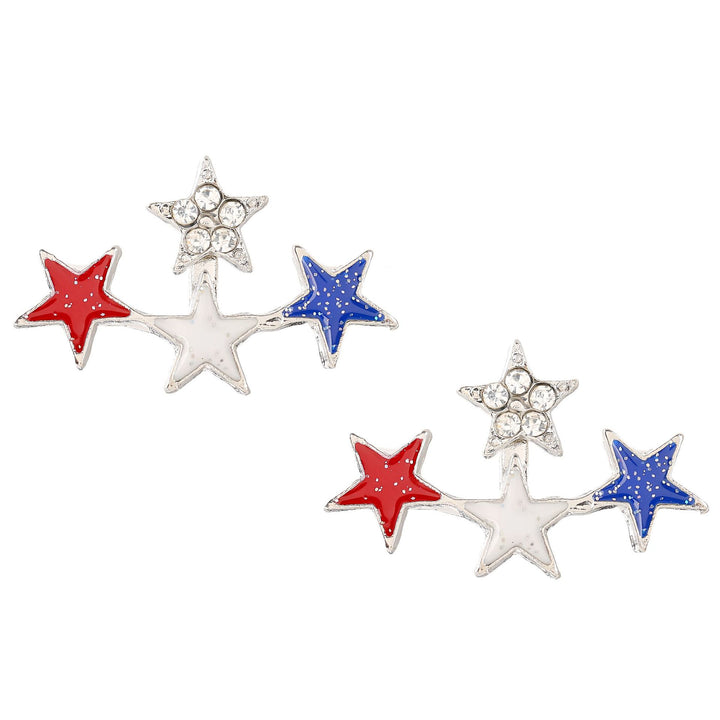 Ladies enamel earrings horseshoe with star stripe motif Kalsten