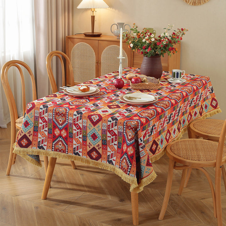 Bohemian Fringed Tablecloth