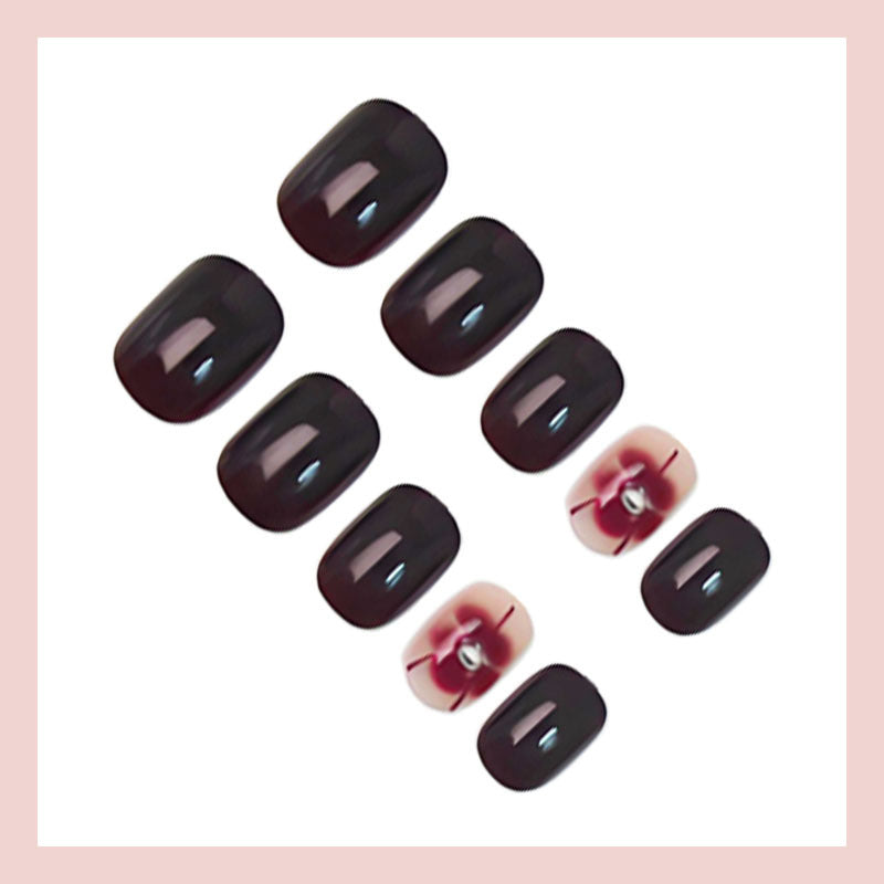 Acrylic nail set with elegant flower decorations Kalsten