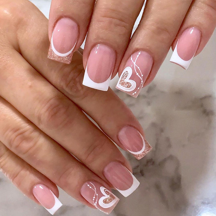 Romantic Heart-Design Nail Extensions Kalsten