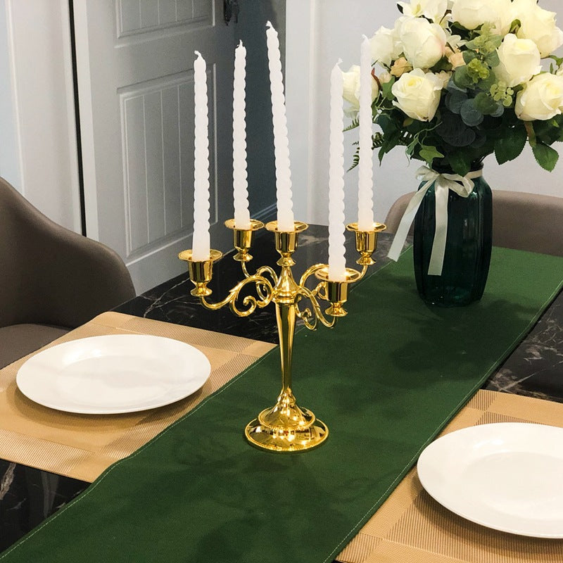 Ornate Gold Five-Arm Metal Candelabra Centerpiece Kalsten