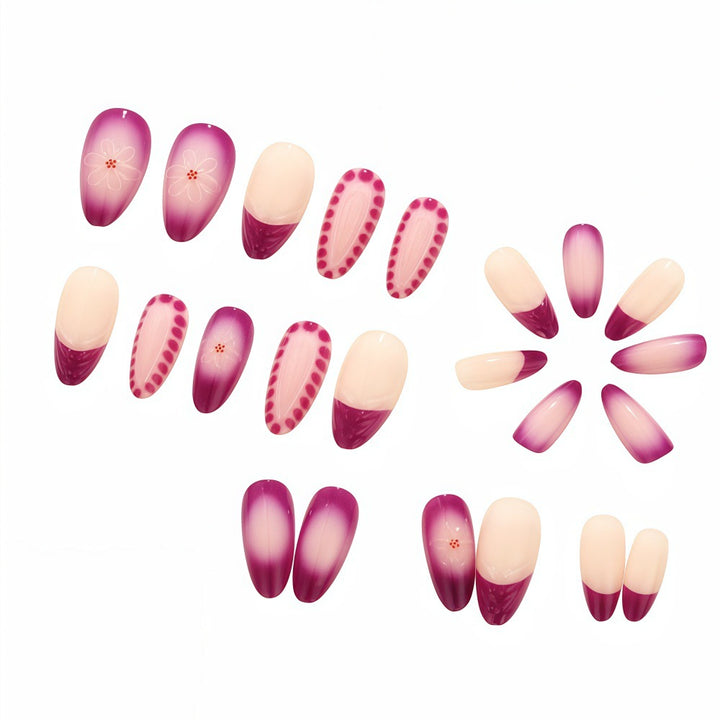 Elegant Artificial Nails with Floral Patterns Kalsten