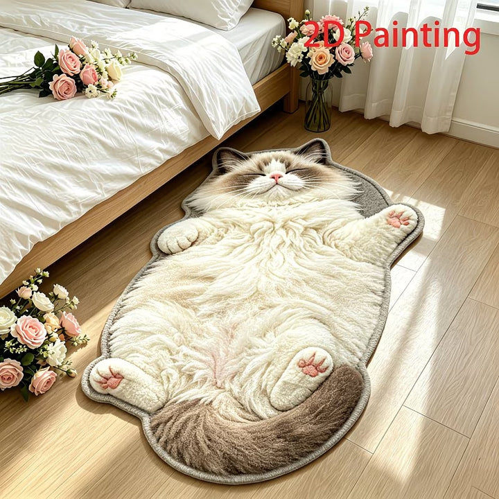 Plush Cat-Shaped Floor Mat